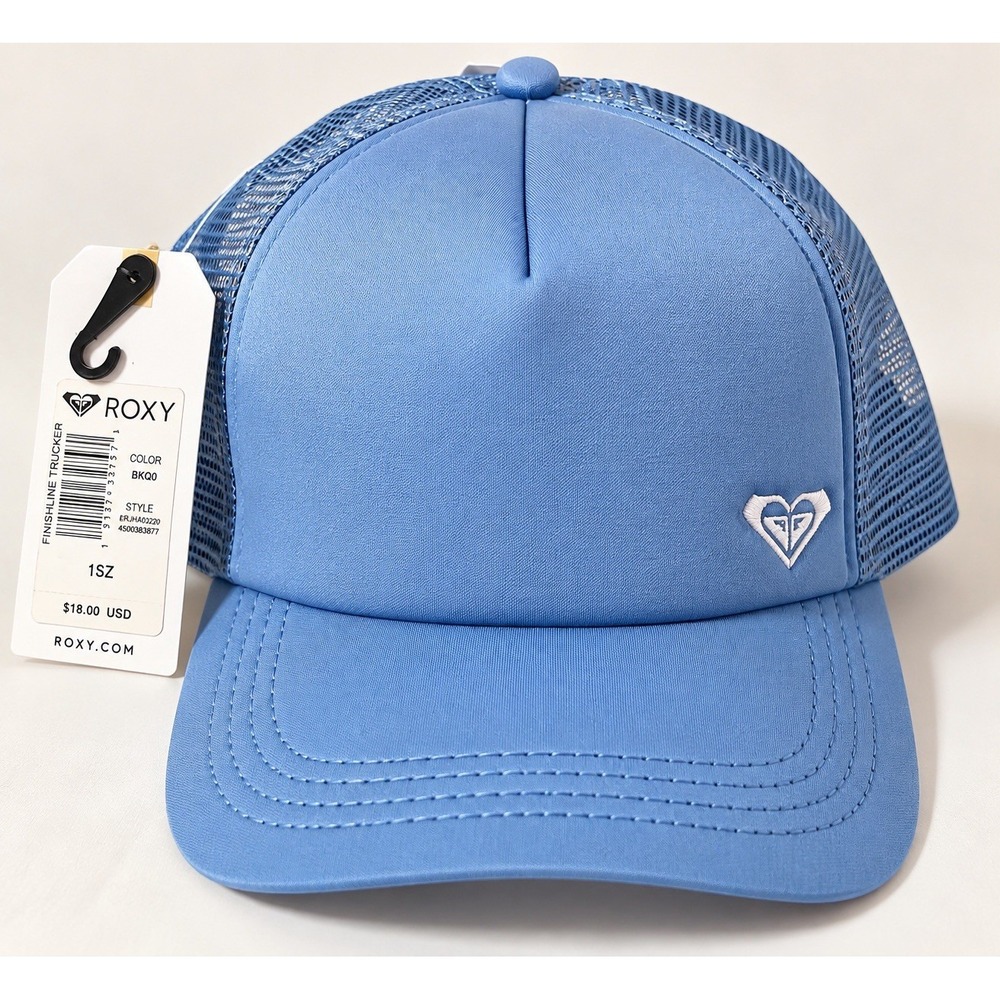ROXY Finishline Trucker Hat Blue Mesh Snapback Womens One Size NWT ERJHA03220
